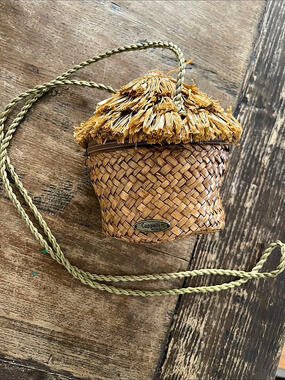 Cappelli Straworld Straw Tiki Hut Crossbody Bag in Brown & Green